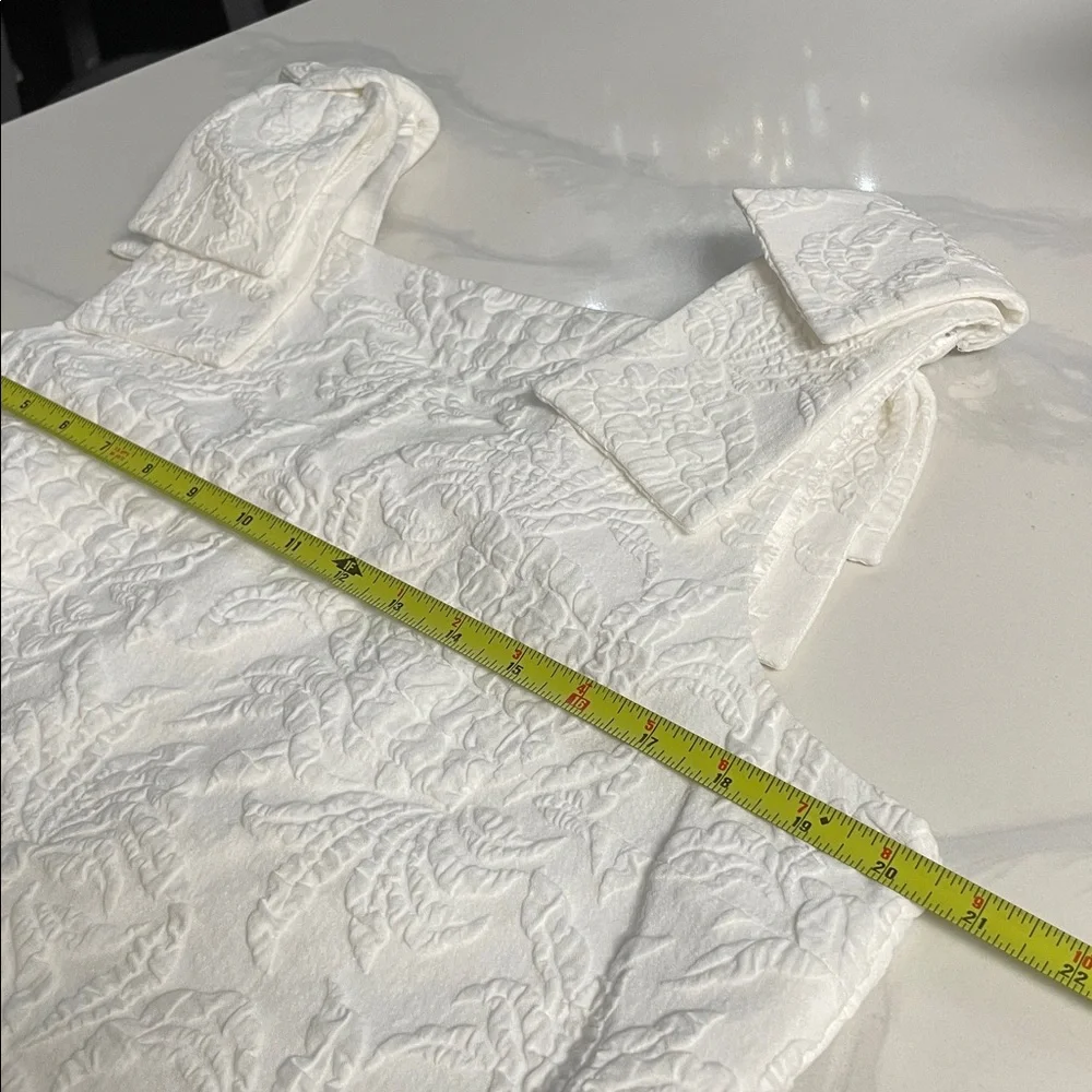 Lilly Pulitzer White Textured Midi Dress with Bow Shoulders - Picture 8 of 13